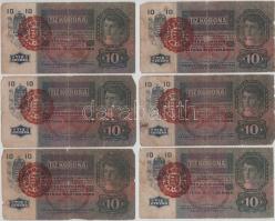 1915. 10K (6x) mind piros "MAGYARORSZÁG" felülbélyegzéssel T:VG,G