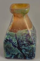 cca 1910 Beyermann &amp; Co. Haida szecessziós váza, jelzés nélkül, szájánál restaurált, m: 11,5 cm