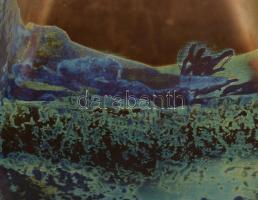 cca 1910 Beyermann &amp; Co. Haida szecessziós váza, jelzés nélkül, szájánál restaurált, m: 11,5...