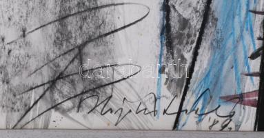 Hajdú László (1938-): Ék, 1989. Vegyes technika, papír. Jelezve balra lent. Hátoldalán autográf feli...