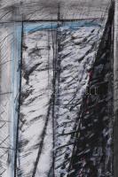 Hajdú László (1938-): Ék, 1989. Vegyes technika, papír. Jelezve balra lent. Hátoldalán autográf feli...