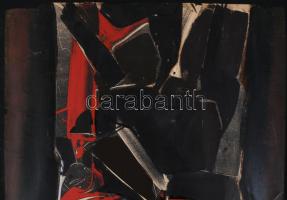 Hajdú László (1938-): Küzdelem II, 1969. Monotípia, papír. Jelezve jobbra lent. Hátoldalán autográf ...