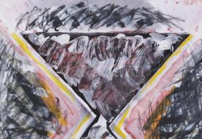 Hajdú László (1938-): Geo 08, 1996. Akril, kréta, papír. Jelezve jobbra lent. Hátoldalán autográf fe...