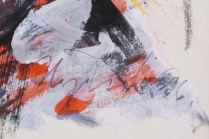 Hajdú László (1938-): Geo 08, 1996. Akril, kréta, papír. Jelezve jobbra lent. Hátoldalán autográf fe...