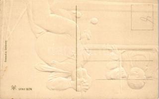 Humoros biliárd művészlap / Humorous billiard art postcard. PFB Serie 8174. Emb. litho