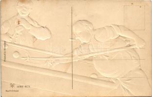 Humoros biliárd művészlap / Humorous billiard art postcard. PFB Serie 8174. Emb. litho (fl)