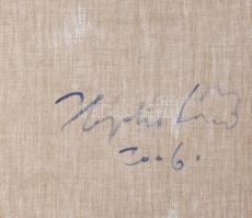 Hajdú László (1938-): Lineáris faktúra, 2006. Akril, vászon. Jelzett a hátoldalán. Reprodukálva a mű...