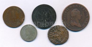 Vegyes, 5db-os magyar és külföldi érmetétel, benne: Hollandia, Oroszország, Római Birodalom T:vegyes...
