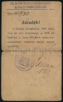1918 Diósgyőr, cs. és kir. kassai hadkiegészítő kerületi parancsnokság által kiállított igazolvány tényleges katonai szolgálat alóli felmentésről a diósgyőri m. kir. vas- és acélgyár gépmunkása részére, kissé viseltes