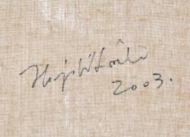 Hajdú László (1938-): Zöld gótika, 2003. Akril, vászon. Jelzett a hátoldalán. 120x70 cm. KIZÁRÓLAG S...