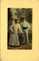 1917 Teniszező pár / couple playing tennis (EK)