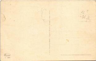 Teniszező gyerek művészlap / child playing tennis art postcard (gyűrődés / crease)