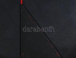 Hajdú László (1938-): Fekete domborzat, 2003. Olaj, vászon, karton, fa. Jelzett a hátoldalán. 67x75 ...