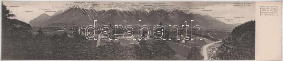 Innsbruck (Tirol), Panorama der nördlichen Gebirgskette v. Aussichtspavillon der Kaiserjäger-Schiess...