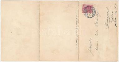 1905 Marburg (Kassel), Marburg vom Bahnhofsthurm. 3-tiled folding panoramacard (EB)