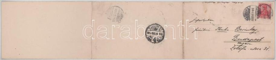 1905 Marburg (Kassel), Panorama vom Ortenberg aus. 3-tiled folding panoramacard (fl)