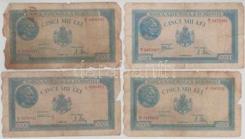 Románia 1943-1945. 5000L (4db, 3xklf) T:F-G Romania 1943-1945. 5000 Lei (4pcs, 3xdiff) C:F-G