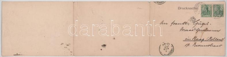 1902 Boppard, Besten Gruss aus Boppard sendet. 3-tiled folding panoramacard (fa)