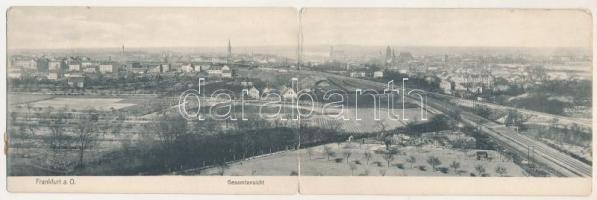 Frankfurt an der Oder. 2-tiled folding panoramacard with railway station (EM)