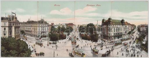 1911 Berlin, Potsdamer Platz / 4-tiled folding panoramacard with trams (r)