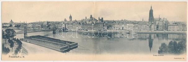 Frankfurt am Main, Totalansicht / 2-tiled folding panoramacard (worn at fold)