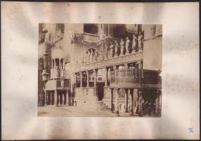 cca 1900 Szent Márk tér részlete a dózsepalotával (Palazzo Ducale), a karton másik oldalán a Szent M...