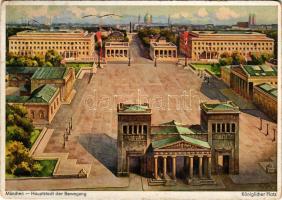 1936 München, Hauptstadt der Bewegung, Königlicher Platz / view, square, swastika + "XI OLYMPIA...