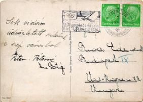 1936 München, Hauptstadt der Bewegung, Königlicher Platz / view, square, swastika + "XI OLYMPIA...