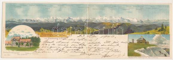 1903 Feldberg, Alpenpanorama vom Feldberg. Gasthof Feldbergerhof, Gasthaus Feldbergturm (Bes. C. May...