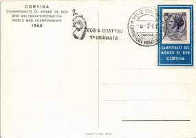 1960 F.I.S.I. Campionati del Mondo di Bob Cortina. Litografia L. Verga / World Bob Championships in ...
