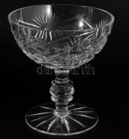 Kristály likőrös pezsgős pohár szett, 6 darab, hibátlan, m: 10,5 cm