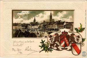 1902 Frankfurt am Main, Dom / cathedral. Passepartoutkarte Art Nouveau, floral, Emb. litho with coat...