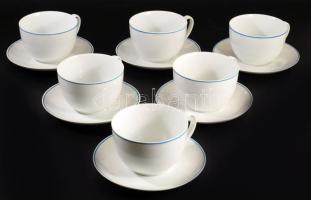 Hollóházi 6 darab tejes csésze alátéttel, jelzett, hibátlan, d: 17 cm