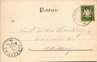 1904 Festkarte zum 450 jähr. Jubiläums Festschiessen der Kgl. Priv. Feuerschützengesellschaft in Bur...