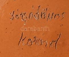 Józsa János Korond madármintás falitál, jelzett, kis mázkopással, d: 36 cm