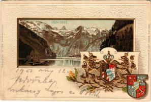 1903 Königssee, Königsee. Passepartoutkarte Art Nouveau, floral, Emb. litho with coat of arms (r)
