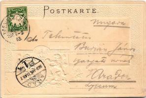 1903 Königssee, Königsee. Passepartoutkarte Art Nouveau, floral, Emb. litho with coat of arms (r)