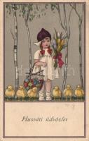 Easter girl litho