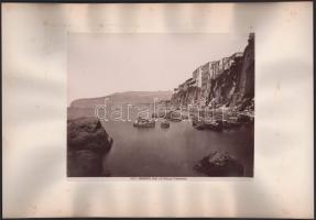 cca 1900 Capri szigete, Marina Grande öböl látképe, a karton másik oldalán: Sorrentó-i öböl, a Tramo...