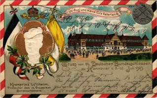 1903 Gruss vom 14. Deutschen Bundescchiessen zu Hannover v. 5-12. Juli, Kronprinz Wilhelm, Protector...