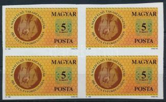 1990 150 éves a Takarékpénztári Mozgalom vágott négyestömb (6.000) (ujjlenyomatok / fingerprints)