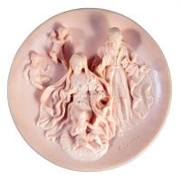 Olasz számozott kegytárgy falidísz, öntött alabástrompor, jelzett, hibátlan, d: 21,5 cm