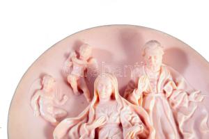 Olasz számozott kegytárgy falidísz, öntött alabástrompor, jelzett, hibátlan, d: 21,5 cm