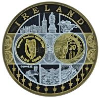 2002-2010 k. "Emlékérem az euróövezet országainak közös valutájáról - Írország" aranyozott, ezüstözött Cu-Ni emlékérem kapszulában, tanúsítvánnyal (35mm) T:PP