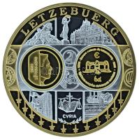 2002-2010 k. "Emlékérem az euróövezet országainak közös valutájáról - Luxemburg" aranyozott, ezüstözött Cu-Ni emlékérem kapszulában, tanúsítvánnyal (35mm) T:PP