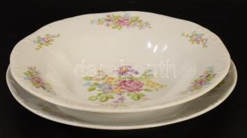 Zsolnay tollazott szélű virágmintás porcelán étkészlet, 16 darabos, jelzett, matricás