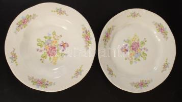 Zsolnay tollazott szélű virágmintás porcelán étkészlet, 16 darabos, jelzett, matricás