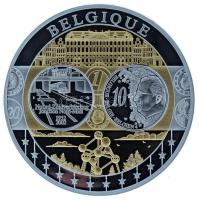 2002-2010 k. "Emlékérem az euróövezet országainak közös valutájáról - Belgium" aranyozott, ezüstözött Cu-Ni emlékérem kapszulában, tanúsítvánnyal (35mm) T:PP