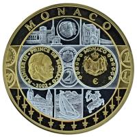 2002-2010 k. "Emlékérem az euróövezet országainak közös valutájáról - Monaco" aranyozott, ezüstözött Cu-Ni emlékérem kapszulában, tanúsítvánnyal (35mm) T:PP