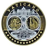 2002-2010 k. "Emlékérem az euróövezet országainak közös valutájáról - Vatikán" aranyozott, ezüstözött Cu-Ni emlékérem kapszulában, tanúsítvánnyal (35mm) T:PP